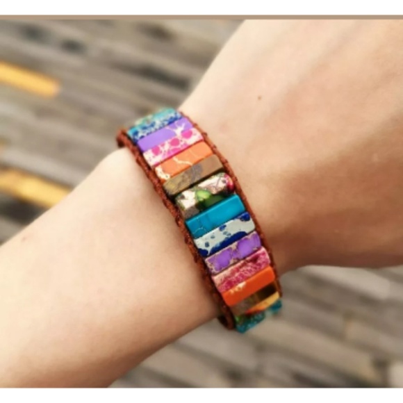 7 Chakra Bracelet Handmade Natural Stone Healing - Picture 2 of 5